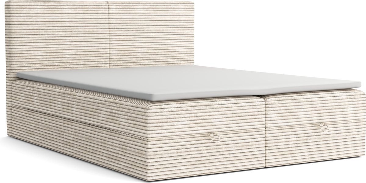 Meuba La Perla Boxspring Beige 140x200 met 8cm Topper - Meuba - €699,95