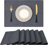 Set de 6 sets de table lavables en lin résistants à la chaleur antidérapants double face en tissu anthracite