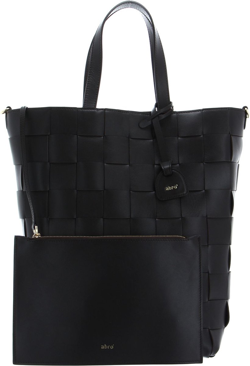abro Leren Schoudertas Leather Artemide Shopper Chessboard Dark Brown Bruine