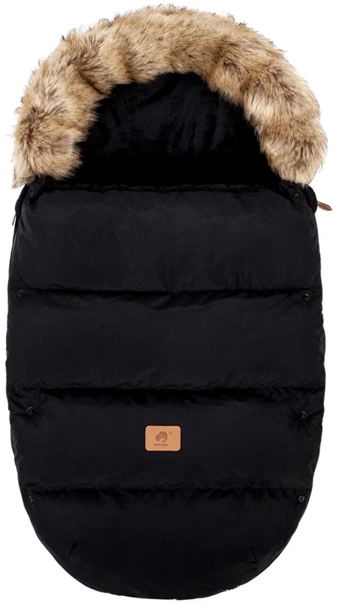 Voetenzak - Universeel - Voetenzak voor Kinderwagen/Buggy - 0-24 Maanden - Zwart - Warm en Windproof - 4 Openingen - 2 Ritsen - Zwart - Flanel - Warm en Wasbaar