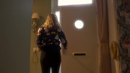 Totatuit Kersttrui-jurk voor dames, nieuwigheid rendier, sneeuwvlokken, gebreide dameskerstjurk, lange mouwen, ronde hals, kersttrui, gebreide trui, Rood, S