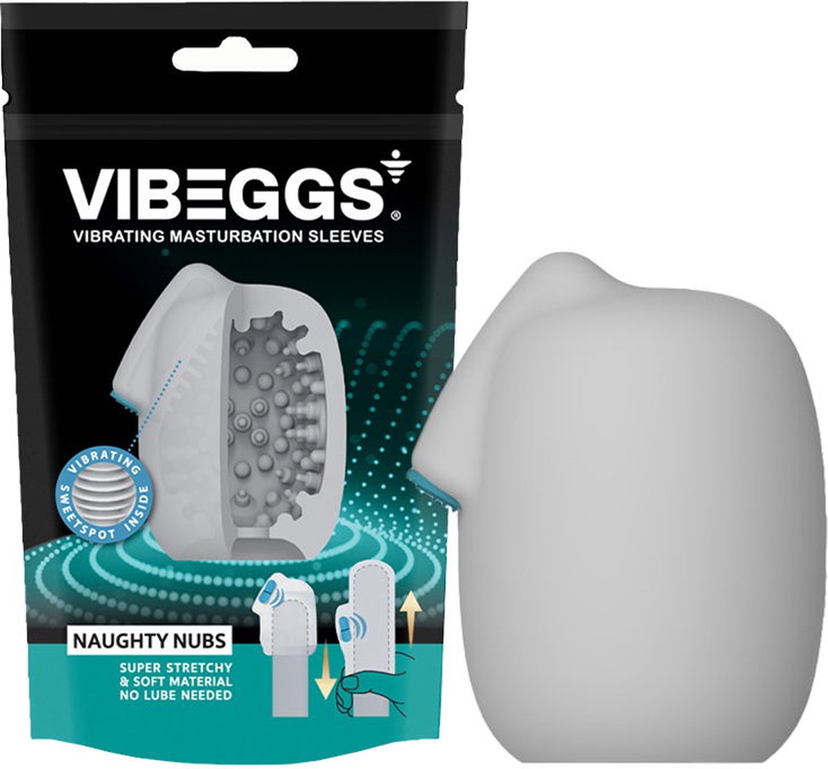 Goedkoopste VIBEGGS - Naughty Nubs - Vibrerende Masturbatie Sleeve èn Vinger Vibrator - Wit