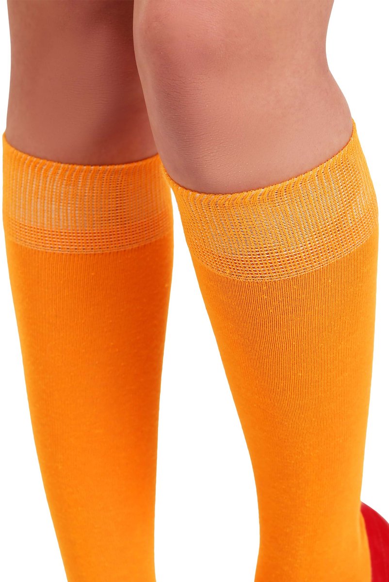 Trendy Socks | 2 Paar| Kniekous |Cadeau| Kniekousen Dames | Sokken Dames| Gewassen| Geurig| Oranje| Koningsdag| Koningsdag kleding| Maat 36-41
