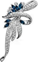 Zelto- Bloemen Broche-Dames Broche- Sierspeld- Broche Boetiek- Heren Broche- Sieraden- Fashion- Bijoux- Blauw- Zilver kleurig-