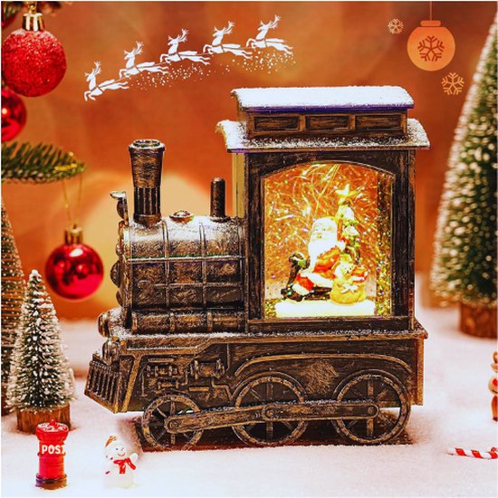 Kerstsneeuwbol Lantaarn Victop LED Kerstlantaarn Kerstman Decoratie met fonkelend kristal rond water, jongens meisjes cadeau voor kerstfeest, tafelblad, woondecoratie (14 cm