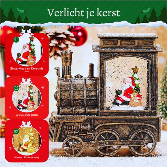 Lanterne Boule à Neige Musicale Père Noël Vintage - Décoration Noël Éclairée Et Scintillante