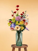 Zijden Boeket – 70-80 cm hoog – 15 stelen - housewarming cadeau – decoratie – DIY – vaderdag cadeau - moederdag cadeautje – Zomer – Exclusief vaas – moederdag cadeau voor mama - Veldboeket – Kunstbloemen - nep bloemen - nepbloemen - kunstplanten