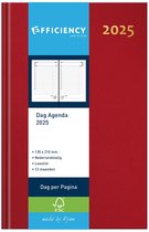 Ryam Efficiency Kort - Dag Agenda 2025 - Rood - 21cm x 13.5cm - Hardcover - Dag per pagina
