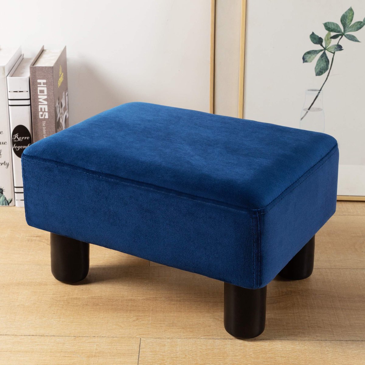 La'Moussawi ® Compacte en Moderne Voetenbank met Samten Bekleding en Anti-Slip Voetjes voor Woonkamer en Kantoor