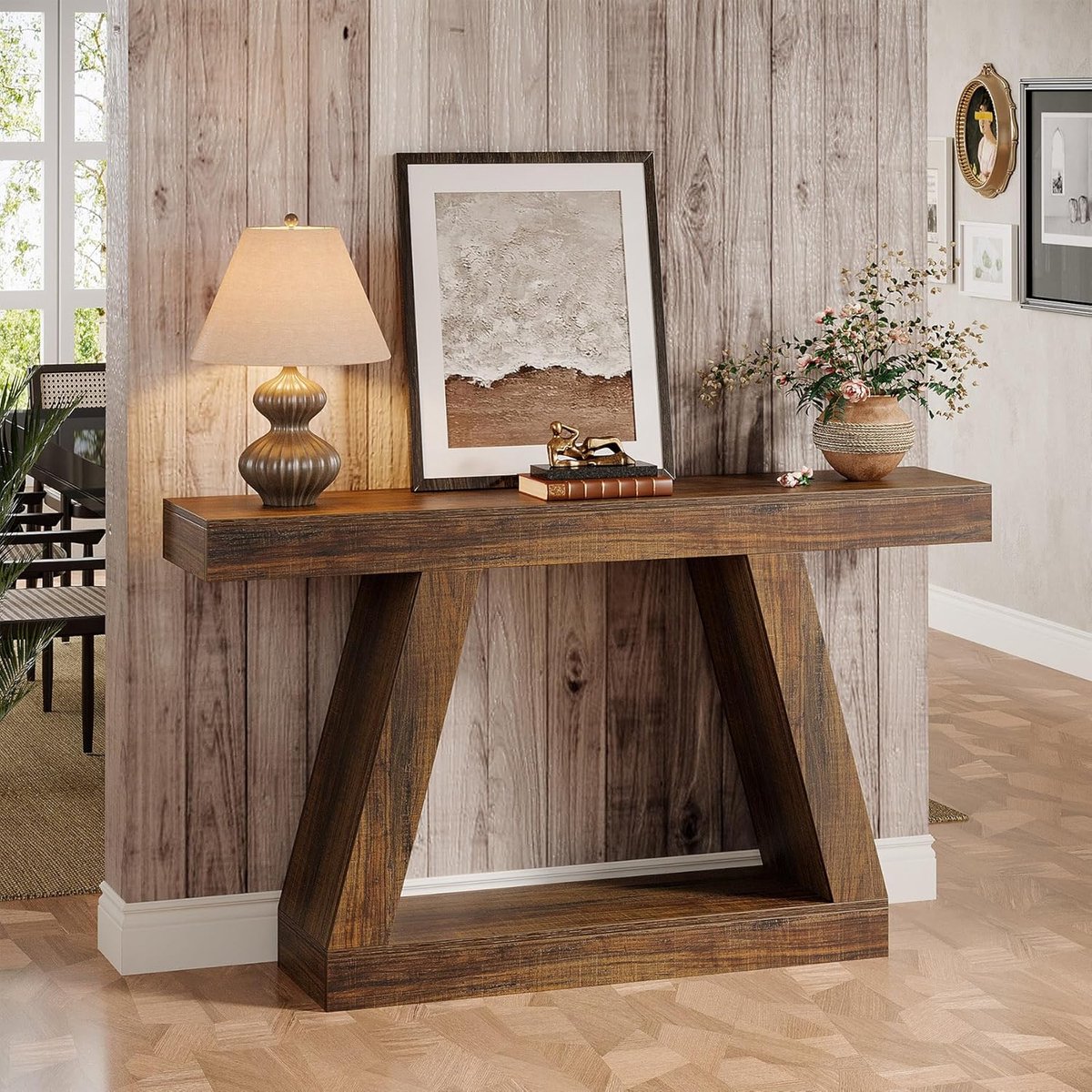 Tribesigns - Consoletafel - Dressoirtafel - Industrieel - Bijzettafel - Hout/Metaal - Zwart/Bruin - 30 x 140 x 80 cm thumbnail 3