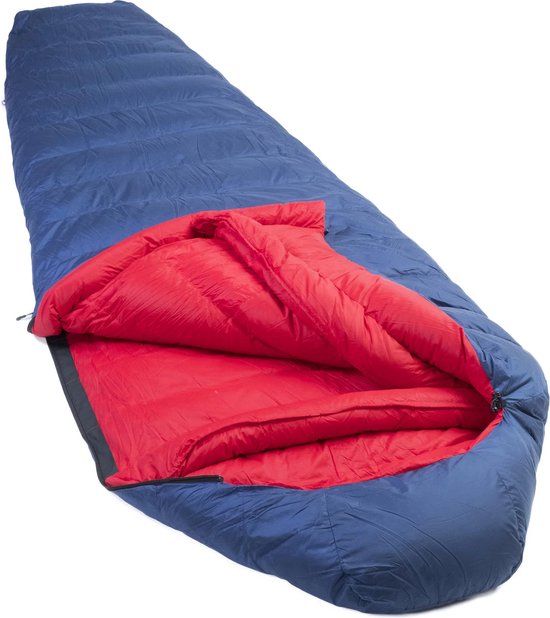 LOWLAND OUTDOOR - KIBO ZERO - Donzen mummy slaapzak 0°C - 995 gr - 225x80 cm - Navy blauw / Rood van LOWLAND OUTDOOR — afbeelding 4