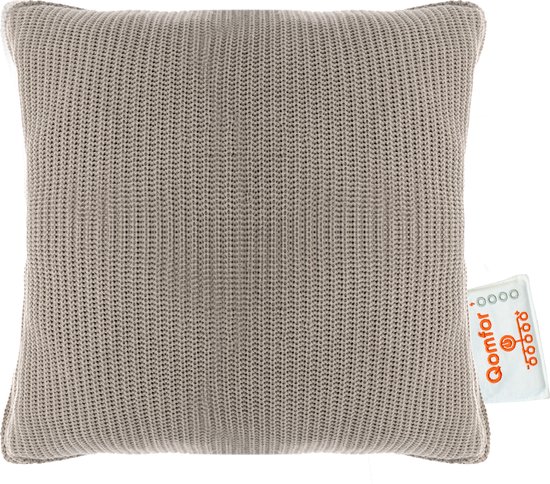 Qomfor Draadloos Warmtekussen - Knit - 43x43 - Oplaadbaar - Elektrisch kussen - Zandgloed