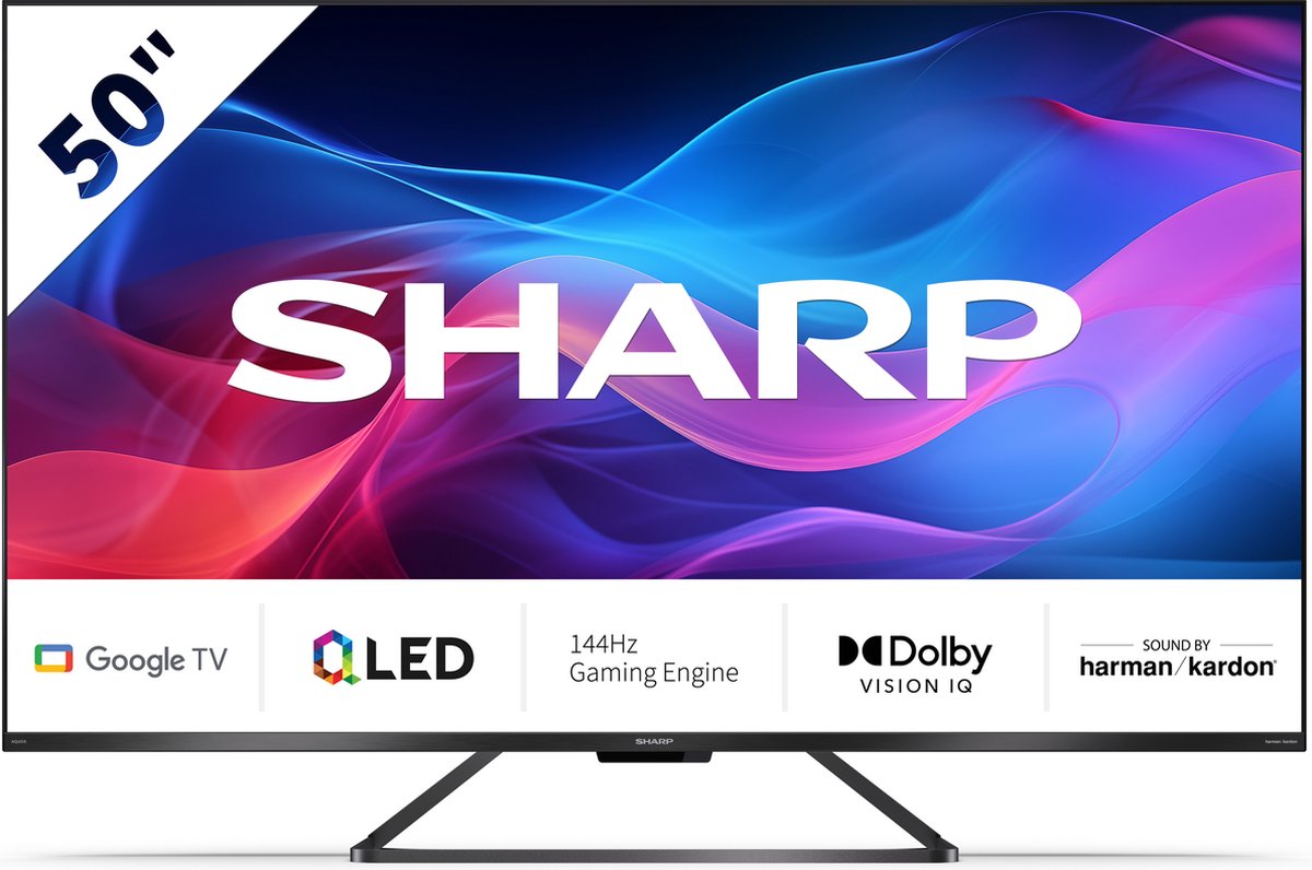 Sharp Aquos 50GR8265 - 50 inch - 144Hz 4K UHD QLED met Google TV - 2024 - Sharp - €499,00