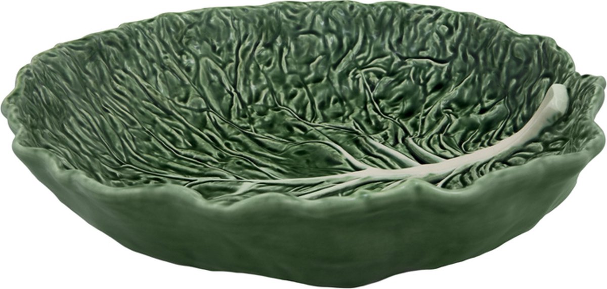 Bordallo Pinheiro saladeschaal laag - Koolblad - Groen - 40 cm