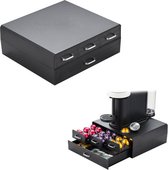 BRASQ Porte-capsules Zwart - Porte- Tasses à café - Opbergbox avec 2 tiroirs - Jusqu'à 50 tasses - Convient aux tasses Nespresso - Vertuo - Dolce Gusto - K-cup