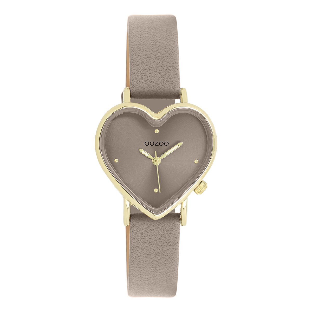 OOZOO Timepieces - Goudkleurige OOZOO horloge met taupe leren band - C11451