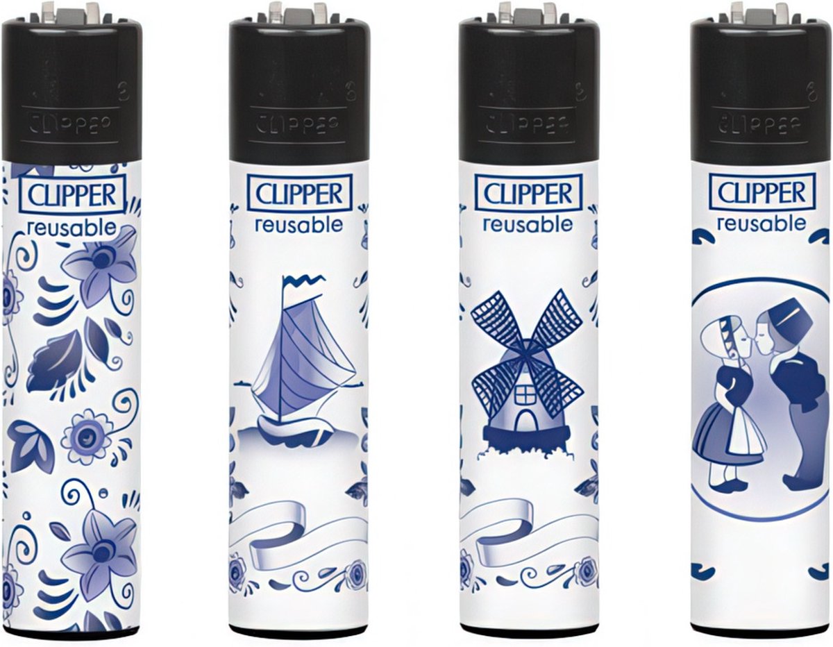 Goedkoopste Clipper Classic Large Aanstekers Delft Blue / Delfts Blauw (4 Stuks