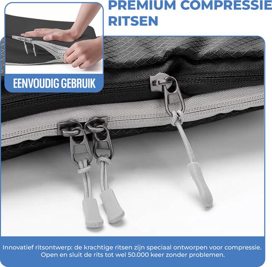 Cubes de compression - Set organisateur de valise - 8 pièces - Organisateur de Vêtements et de bagages - Compression - Cubes de voyage - Accessoires de vêtements pour bébé de voyage - Pour Tassen et Sacs à dos - Zwart