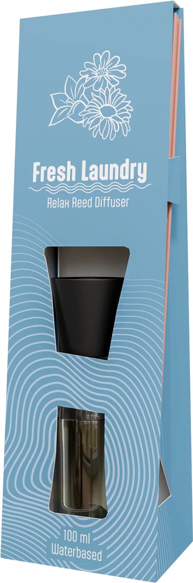 Power Air - Fresh Laundry - Geur stokjes - Relax Reed Diffuser - 100 ml - Langdurige geurverspreiding - Fris en schoon - eenvoudig