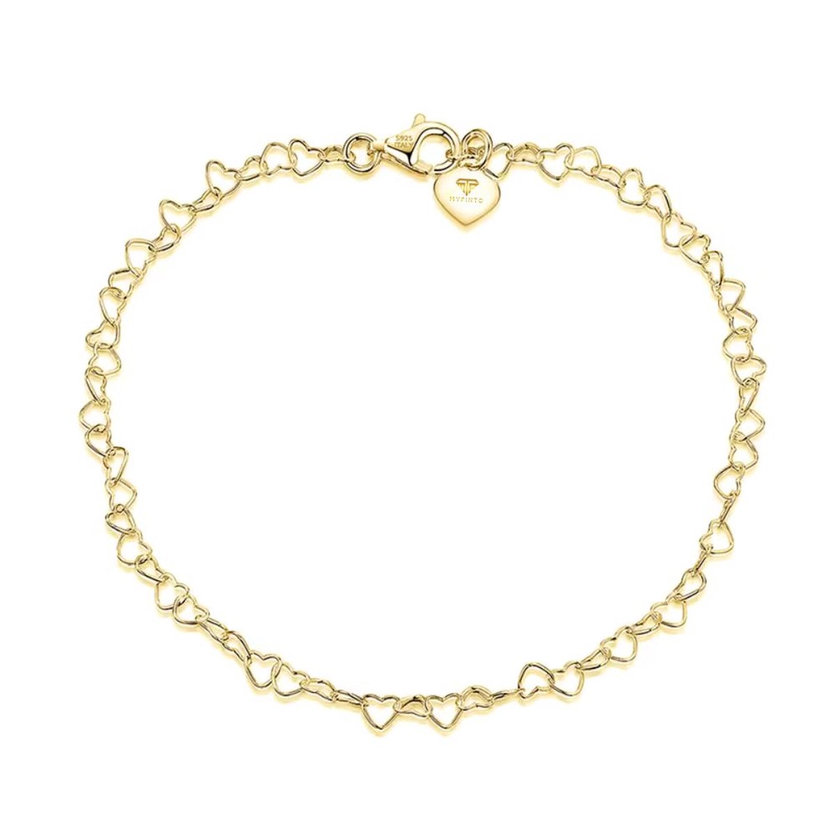Myfinto - Goldplated enkelbandje hartjesschakel