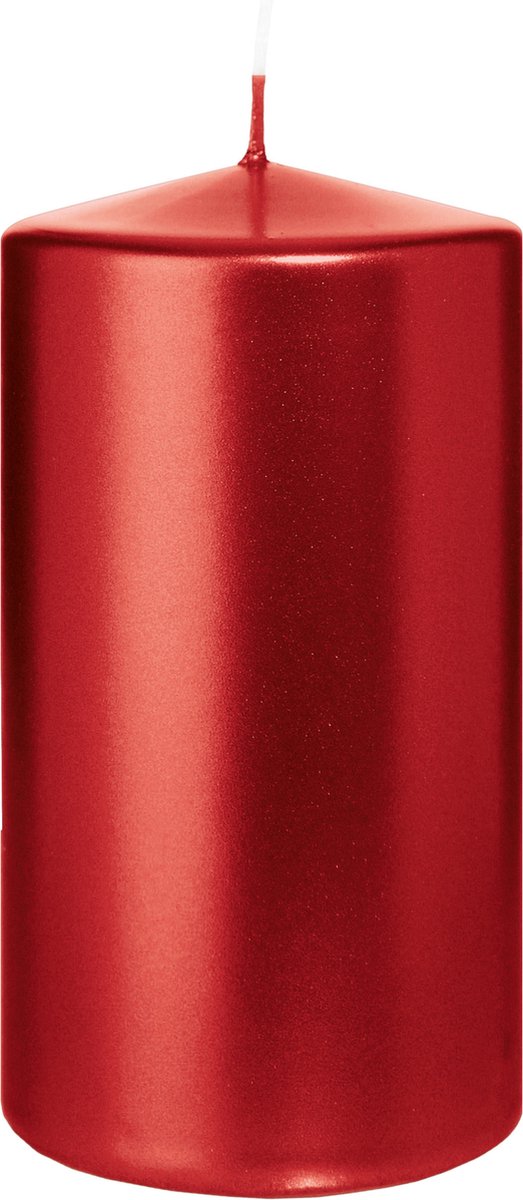 Wiedemann Cilinderkaars/stompkaars - metallic rood - 13 x 7 cm - 52 branduren - zuilkaarsen Donkerrood