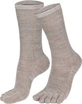 Norfolk - 56% Laine Mérinos Chaussettes à orteils - Anti ampoules - Régulation de température - Chaussettes de marche - Taille 43-46 - Beige - Bruges