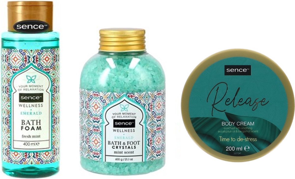 Goedkoopste Sence Of Wellness Emerald Badpakket - Badschuim / Bodycreme / Badzout