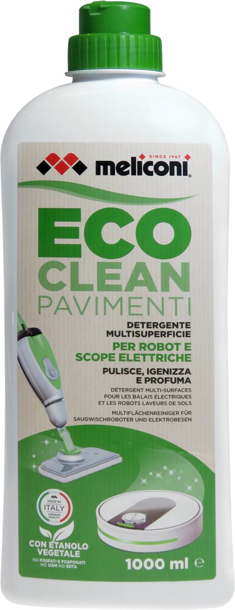 Meliconi ECO CLEAN vloerreinigingsmiddel voor dweilrobot - 1000ml - Geschikt voor Roborock en iRobot Braava Jet m6 - Schoonmaakmiddel - Vloerreiniger vloeistof - Reinigingsmiddel — afbeelding 3