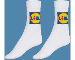 1 paar Lidl Sokken maat 39 - 42 - Sportsokken - Festival Sokken - Fanwear - Fancollectie Lidl - Fanwear - Witte Sok
