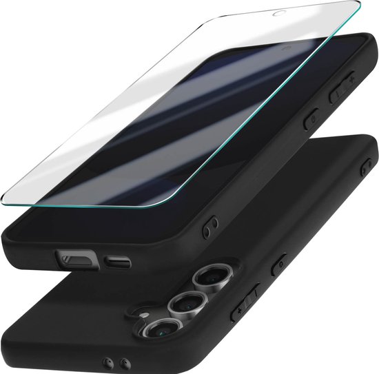 3mk, étui adapté pour Samsung Galaxy S24 FE en silicone doux au toucher et verre trempé, Zwart