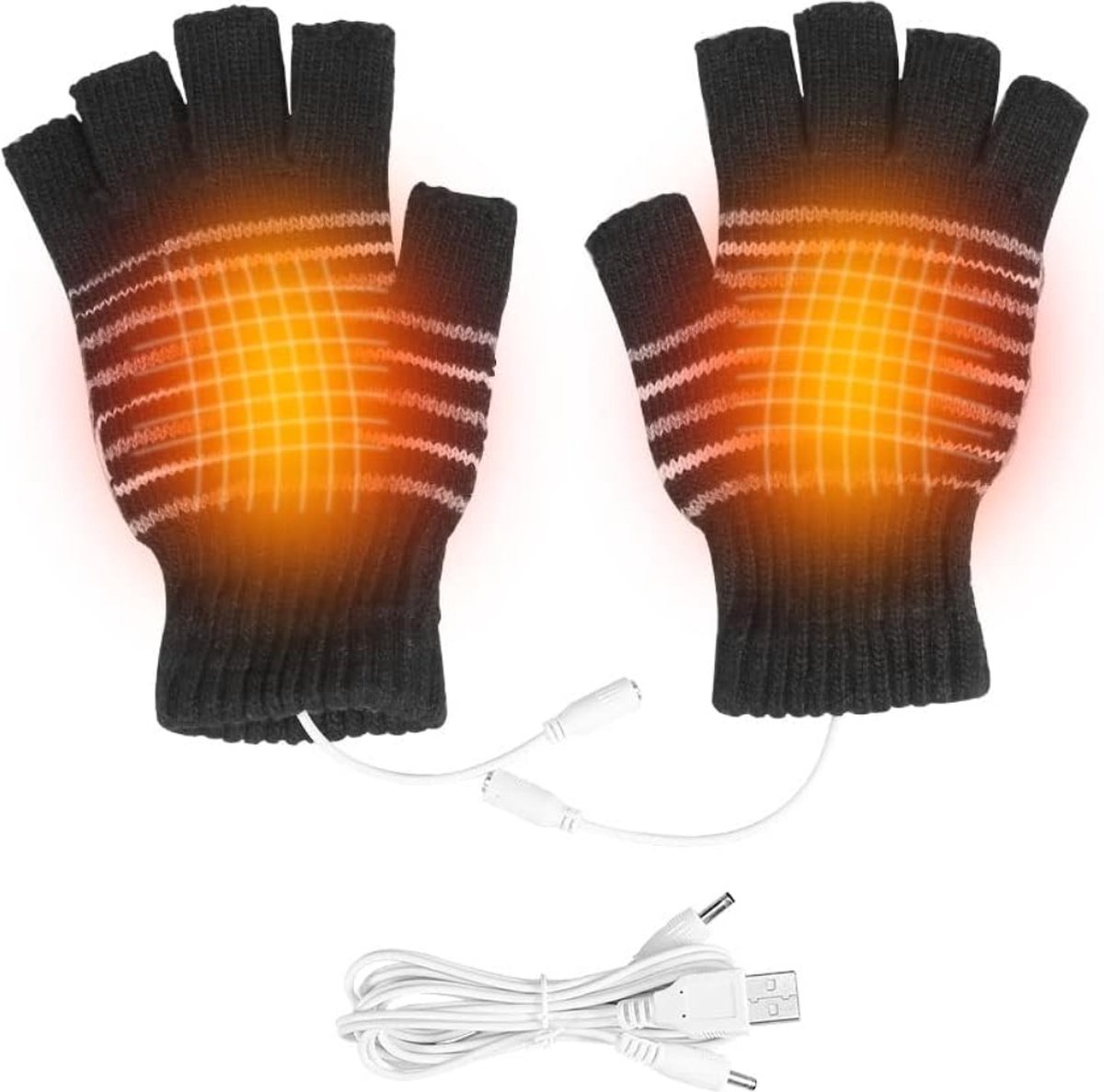 Goedkoopste Goodivery ® - Verwarmde handschoenen - USB-opladen wasbare halve vinger - Warm voor fietsen, motorrijden, wandelen - 19.5 x 11 cm - Zwart