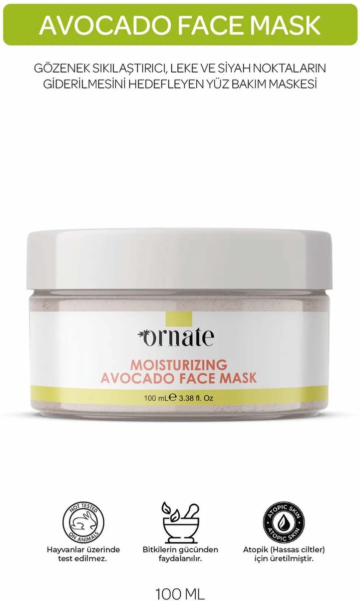Goedkoopste ORNATE Moisturizing Avocado Face Mask - Creme Blackhead Acne Anti-Pore Purifying Avocado GezichtMasker 100ML Gezichtsverzorgings Masker Poriën vernauwt tot doel oneffenheden & mee-eters te verwijderen