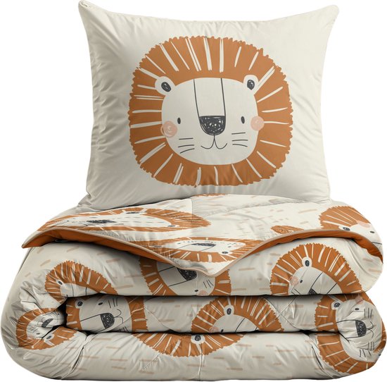 Zelesta Kiddybed Lucky Lion 140x200 - Housse de couette enfant - Couette enfant sans housse lavable - Couette enfant imprimée - Couette hiver toute l'année & Couette été