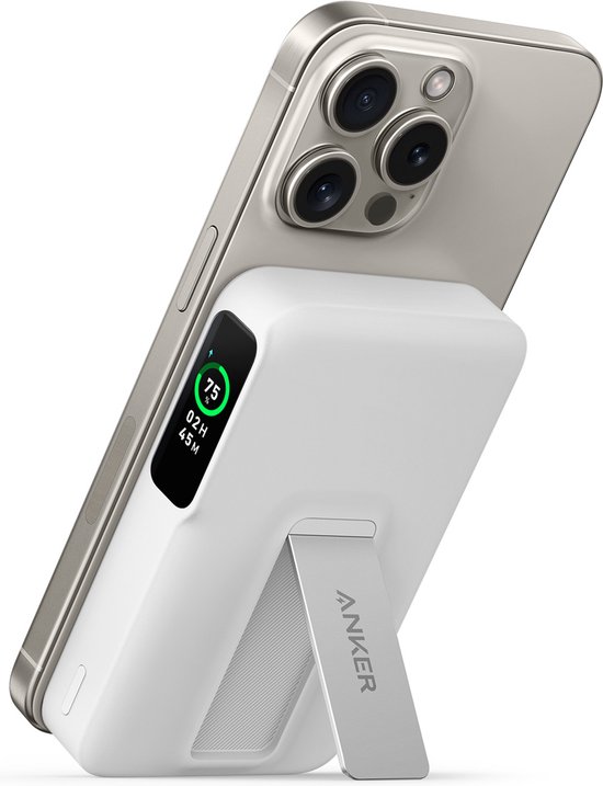 Anker MagGo Power Bank - 10.000 mAh - Draadloos opladen 15W - Wit