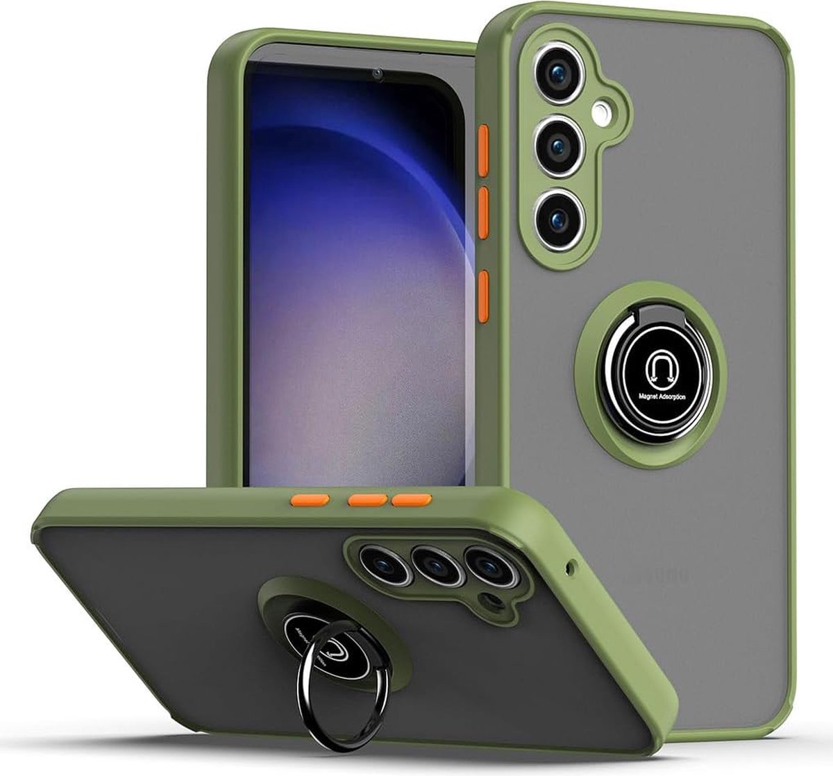 Geschikt voor Samsung Galaxy S24 FE 5G - Siliconen dubbellaags - Back Cover Hoesje - Groen