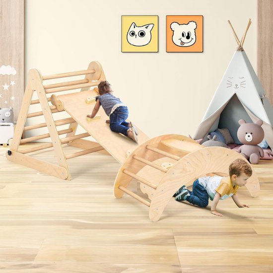 CCLIFE Montessori Klimboog naar Pikler Art, klimrek voor binnen, hout