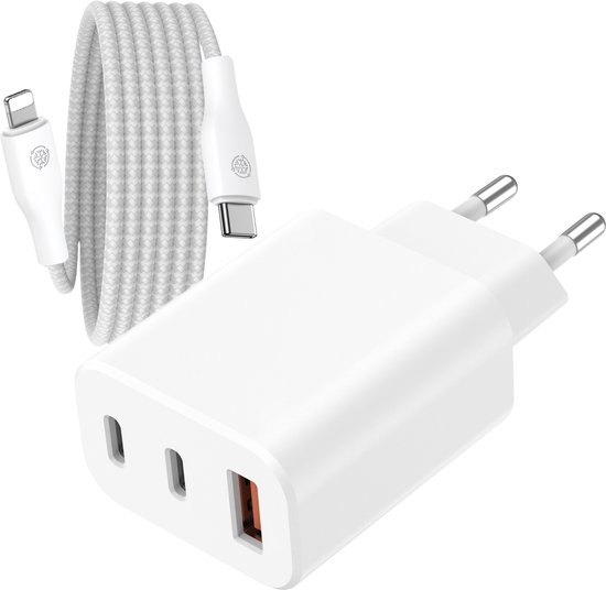 30W Multi Snellader - Geschikt voor iPhone en iPad Oplader - 2 Meter Oplaadstekker - Werkt met 14/13/12/11/Xr/Xs/Xs Max/8/8 Plus/ Pro