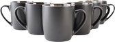 OTIX Koffiekopjes - Koffiemokken - Set van 6 - Koffietassen - Zwart - Mat - 350ml - HADES