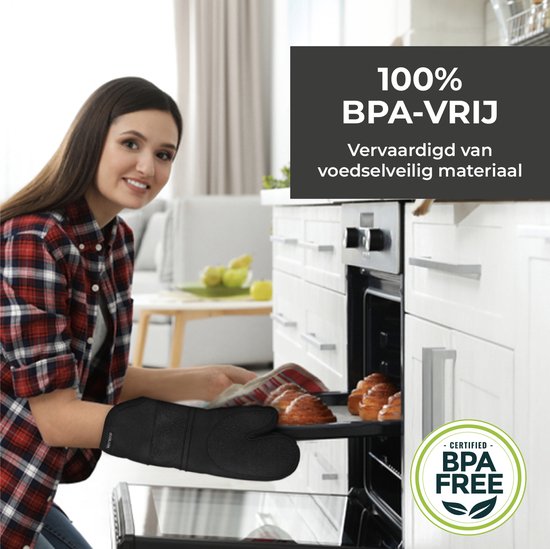 Westwood ™ - Gants de four en Siliconen - Set de 2 - Gants de cuisine - Résistant à la chaleur jusqu'à 250 °C - Zwart