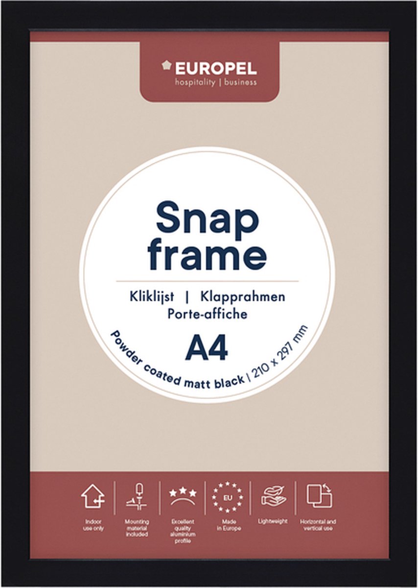 Kliklijst europel a4 25mm mat zwart | 10 stuks