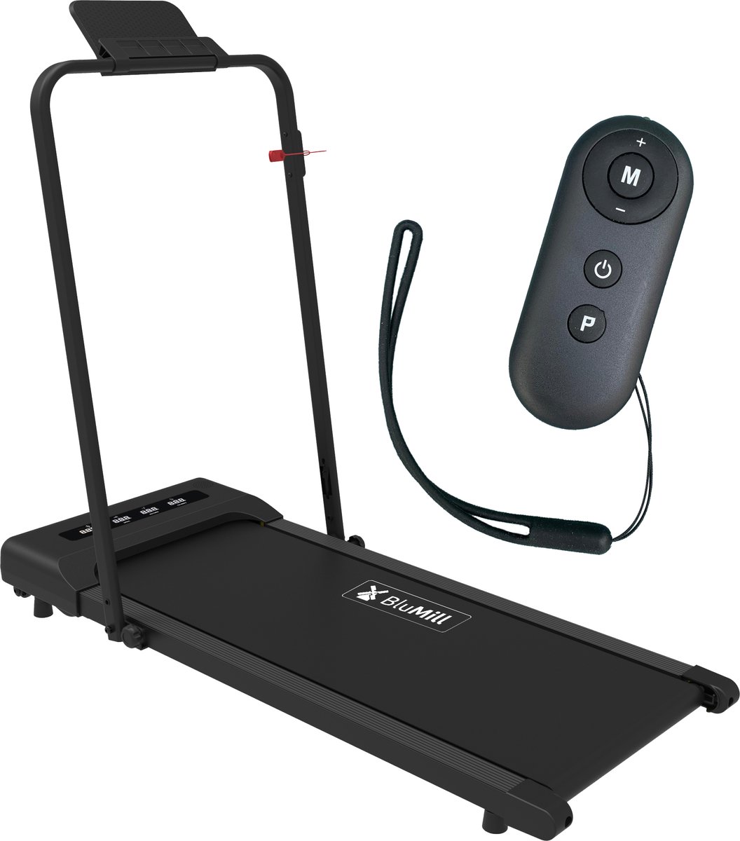 BluMill Loopband Inklapbaar – 1-10km/u- Wandelband - Led Display en Afstandsbediening – Inc. Tablethouder en Fitness App – Ideaal voor onder sta bureau -Treadmill