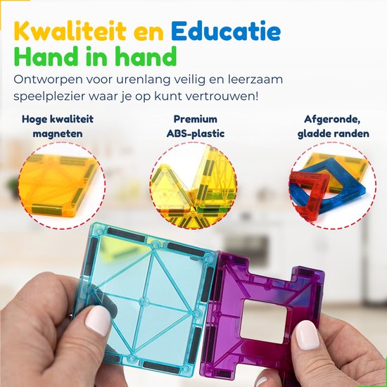 Bodilux® Magnetic Tiles incl. ideeënboekje en opbergtas 80 stuks - Magnetisch Speelgoed - Magnetische tegels - Magnetic Tiles Speelgoed - Montessori Speelgoed - Jongens & Meisjes — afbeelding 4