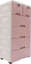 Kleding kast - Opbergkast - Ladekast- Kleding organizer - 6 laden - 102 cm hoog - Roze.