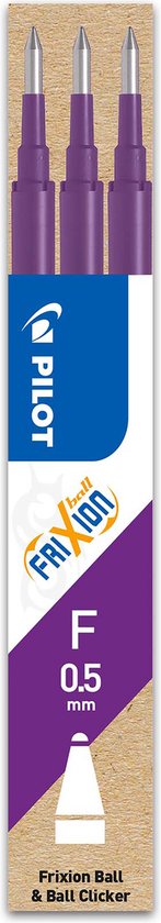 Recharges Pilote - Frixion Ball et Frixion Click - Violet 0.5mm - 3 pièces