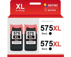 INKFIND 575XL Inktcartridge compatibel met Canon575 Canon 575 Canon PG-575 PG-575XL Hoge Capaciteit / 2-pack Zwart