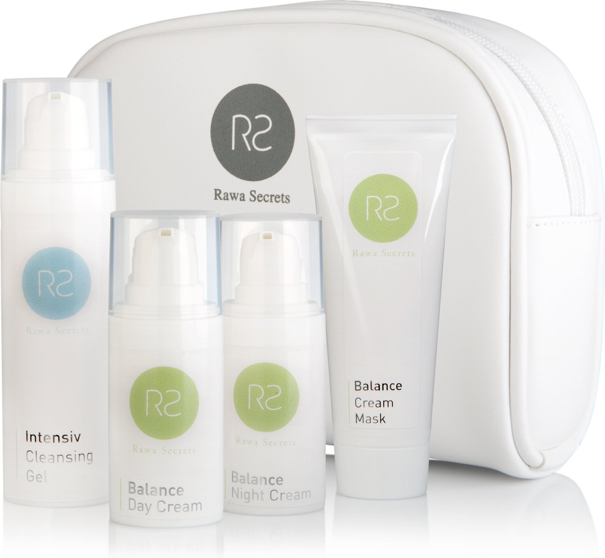 Goedkoopste Rawa Secrets Travelset Balance Hydrating | Dagcrème | nachtcrème | cleansing gel | cleansing tonic | hydrateert | reiningt | verstevigt en herstelt de huid | mee op reis | vakantie verpakking | alle huidtypes