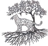 Levensboom | kat | lasergesneden wandornament van kwaliteitsmetaal | 50×50 | tree of life