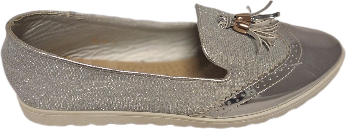 LUCKYSHOES -LOAFER-SILVER MESH-GOLF STYLE