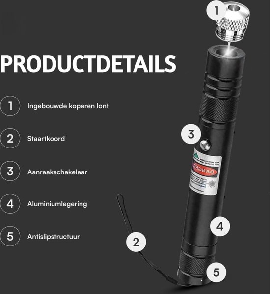 Twenty4seven® Professionele Laserpen Pro - klasse II - USB Laserlampje - Laserpointer Kat - Speelgoed Laser
