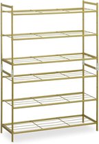 Schoenenrek metaal 3 etages stapelbaar uitbreidbaar HBD: 50 x 70 x 26 cm voor 9 paar goud